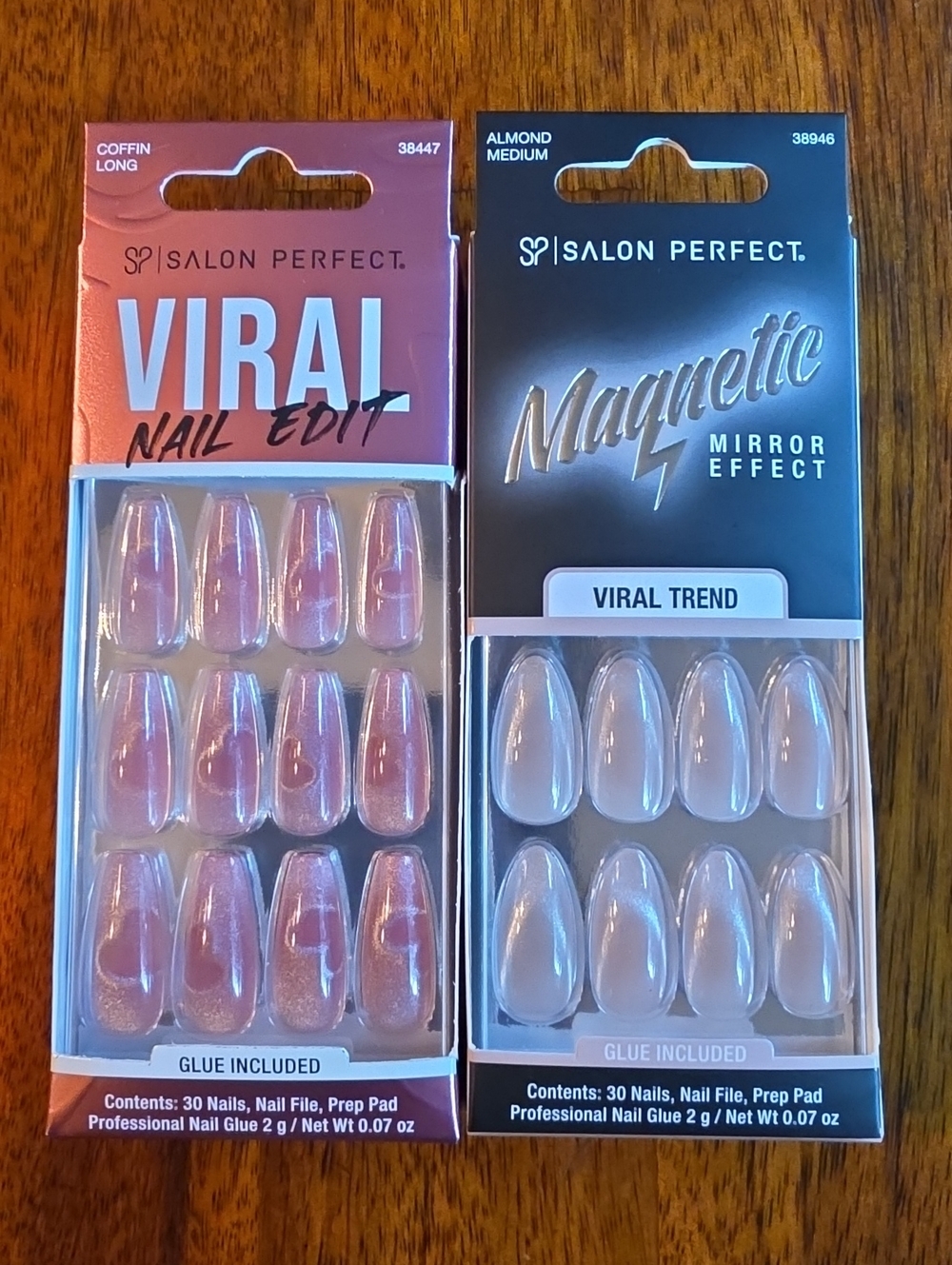 NIB Set Of Two Salon Perfect Viral Press On Nails + Bonus Box